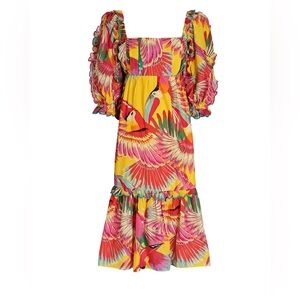 Farm Rio Colorful Toucan Midi Dress Size S